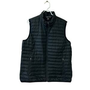 Eddie Bauer Womens Sz Large Black EB700 Down Full Zip Puffer Vest Gorpcore